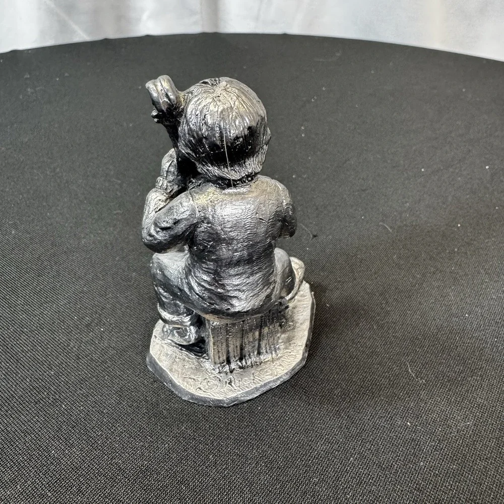 Pewter Figurine by Ricker Boy‎ with Bass Fiddle #13062